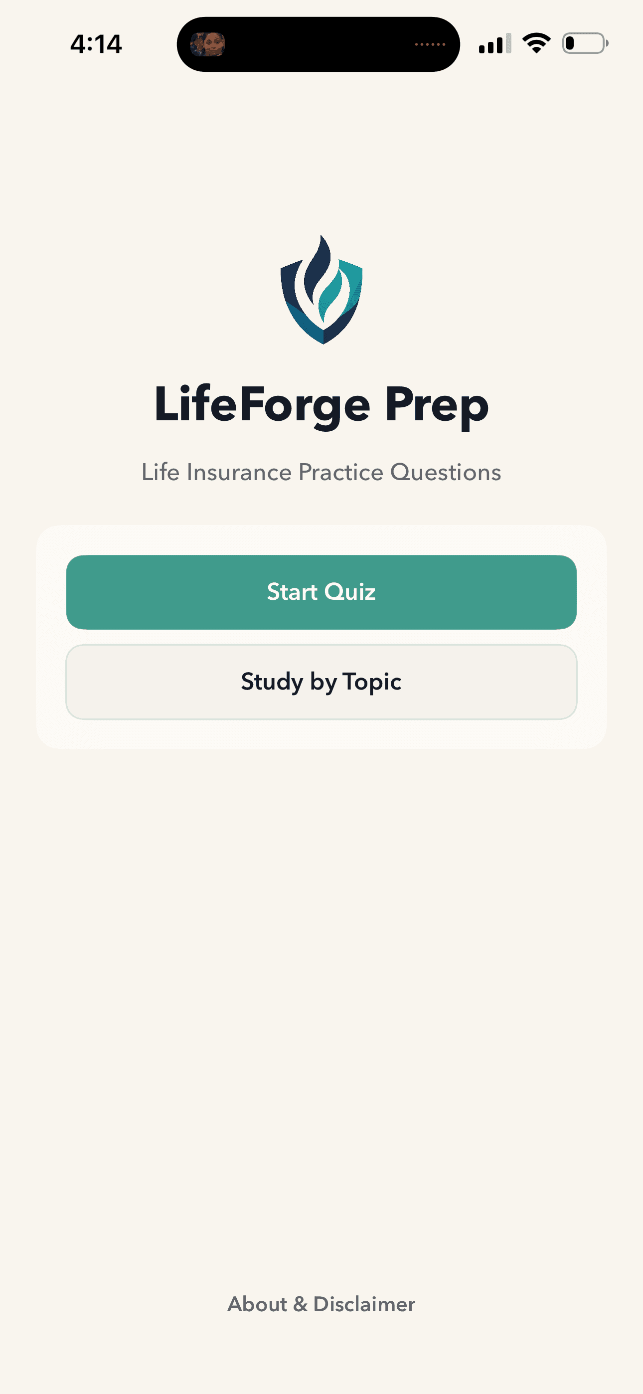 LifeForgePrep app start screen