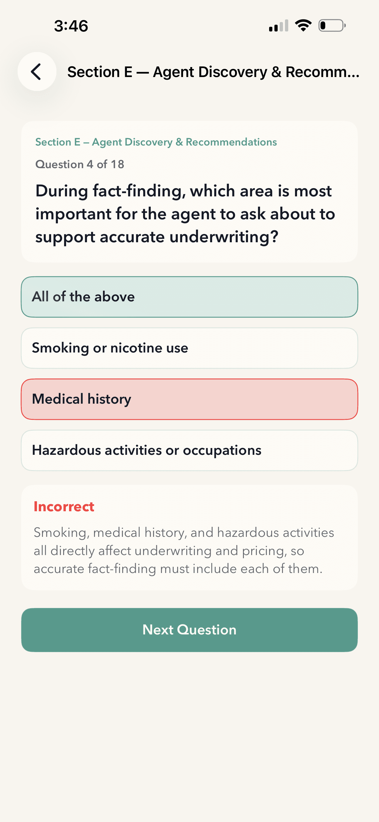 LifeForgePrep app question screen